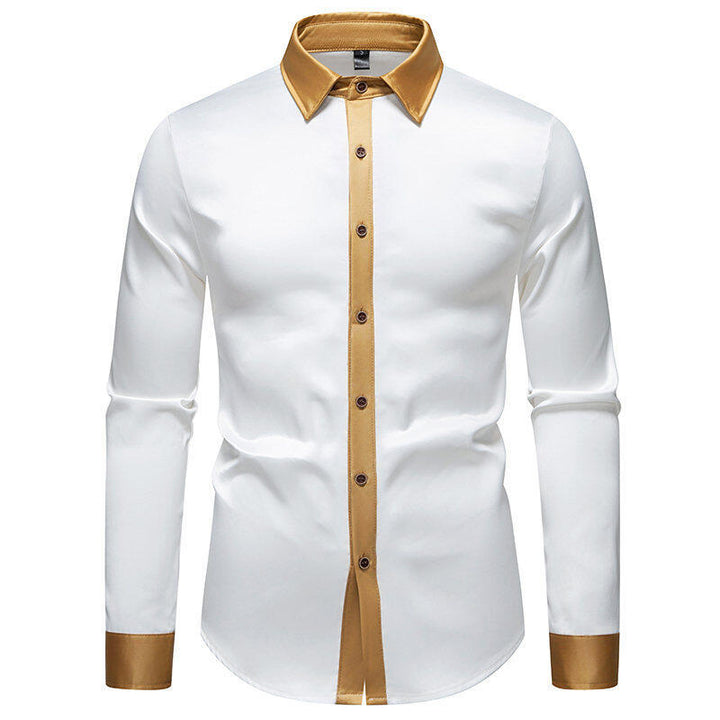 Long sleeve shirt for men with satin collar and modern accents Lune London