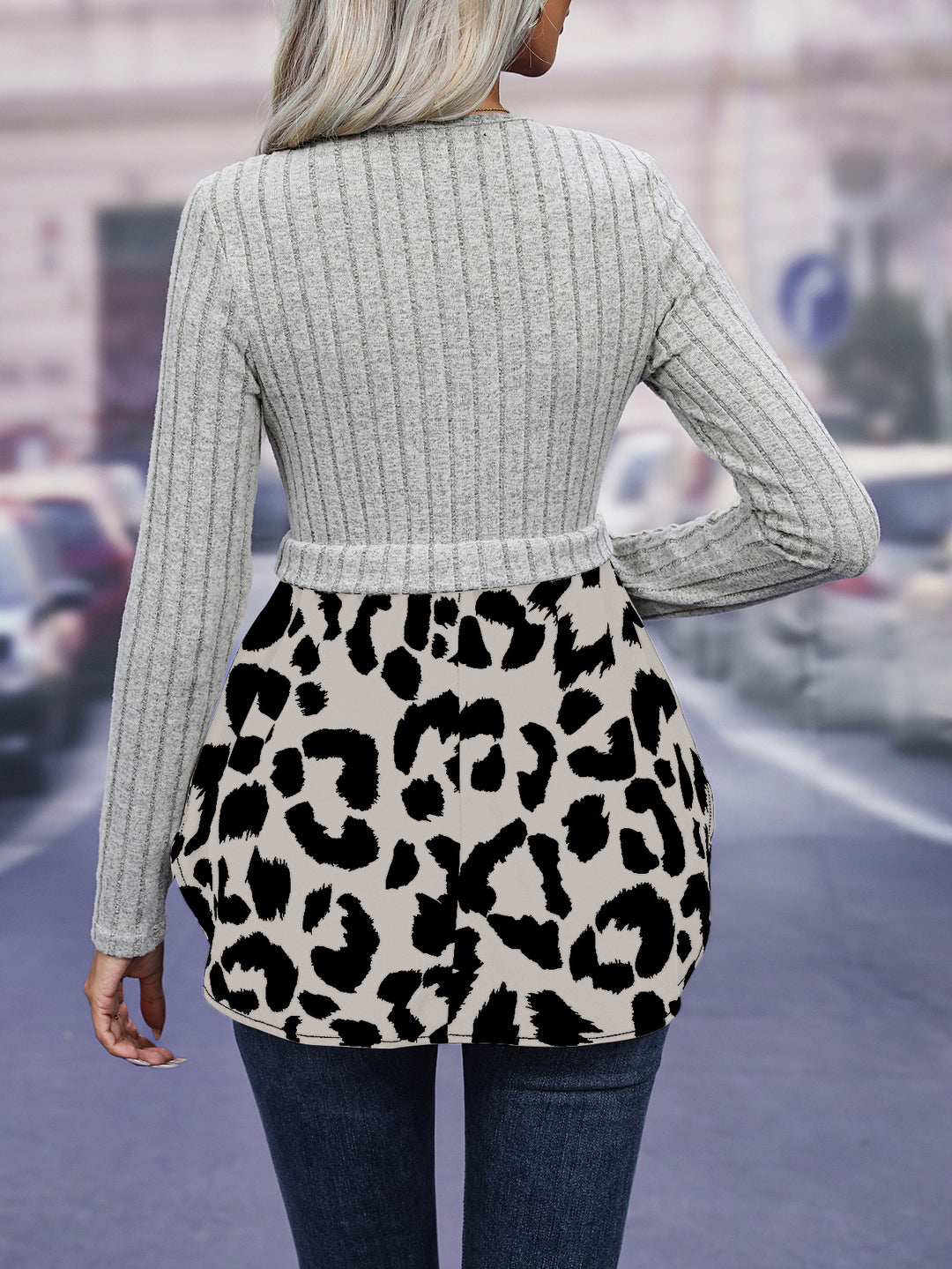 Trendy women's top in layered look with animal print Lune London