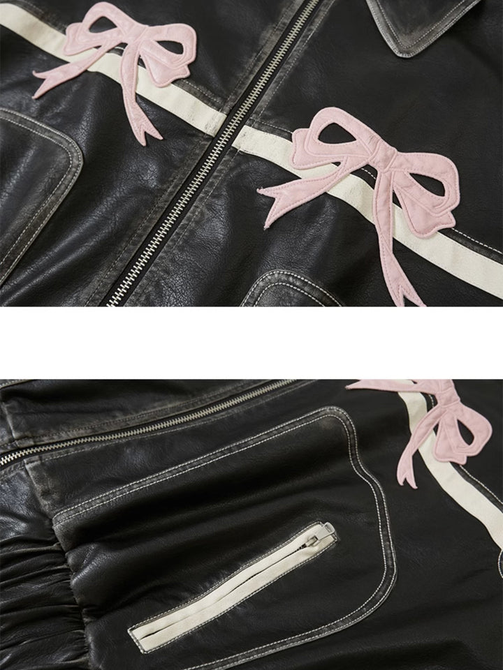Lune London | Bow Zipper Leather Jacket