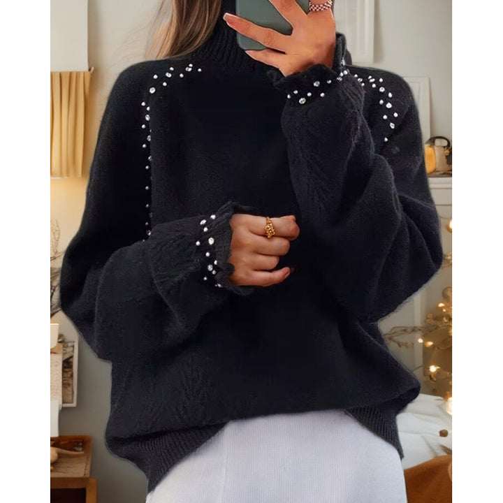 Sweater for women with elegant turtleneck and sparkling details Lune London