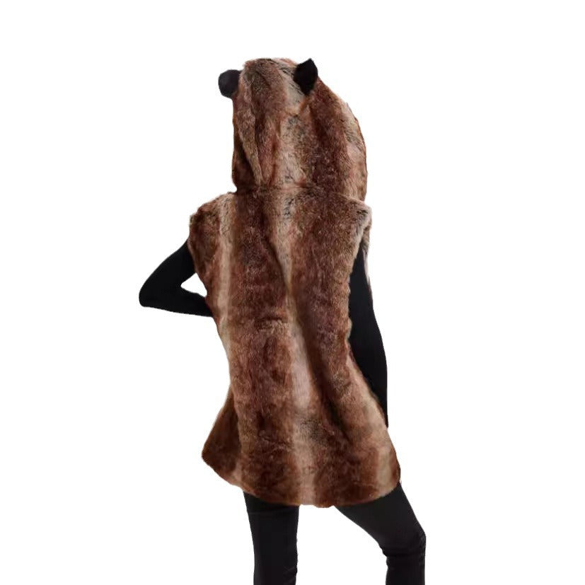 Ladies Design of fleece vest with hood Lune London