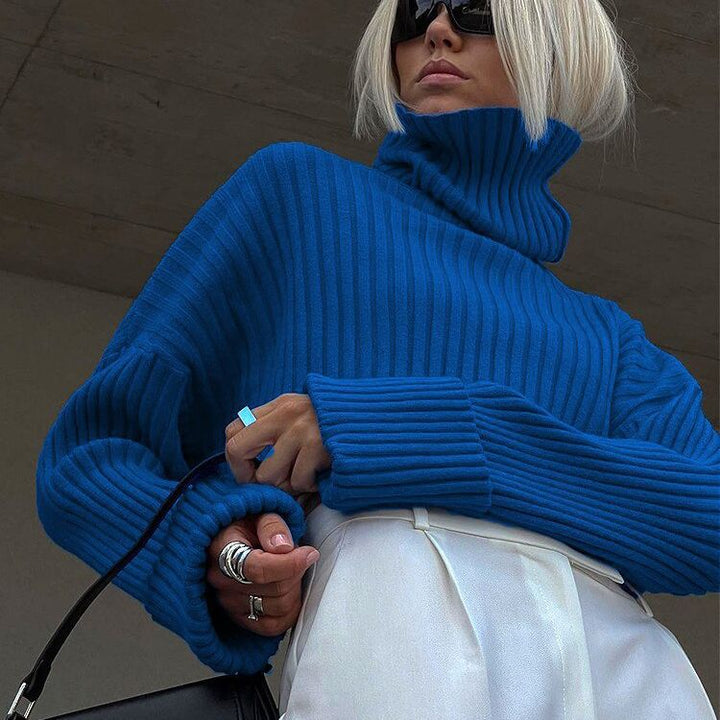 Women's Knit Sweater with High Collar Lune London