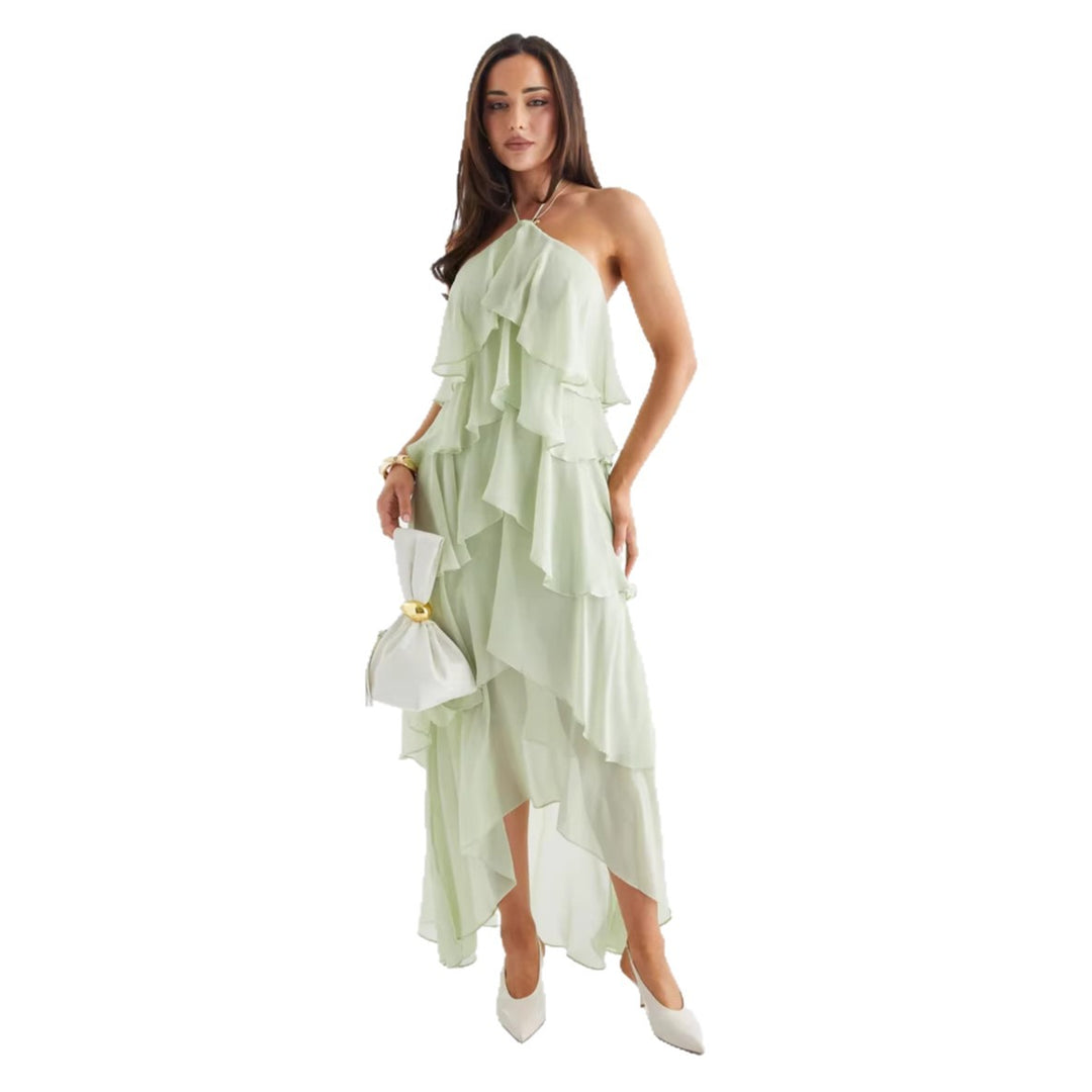 Robe maxi élégante pour femme avec détails de volants fluides Chic & Stil