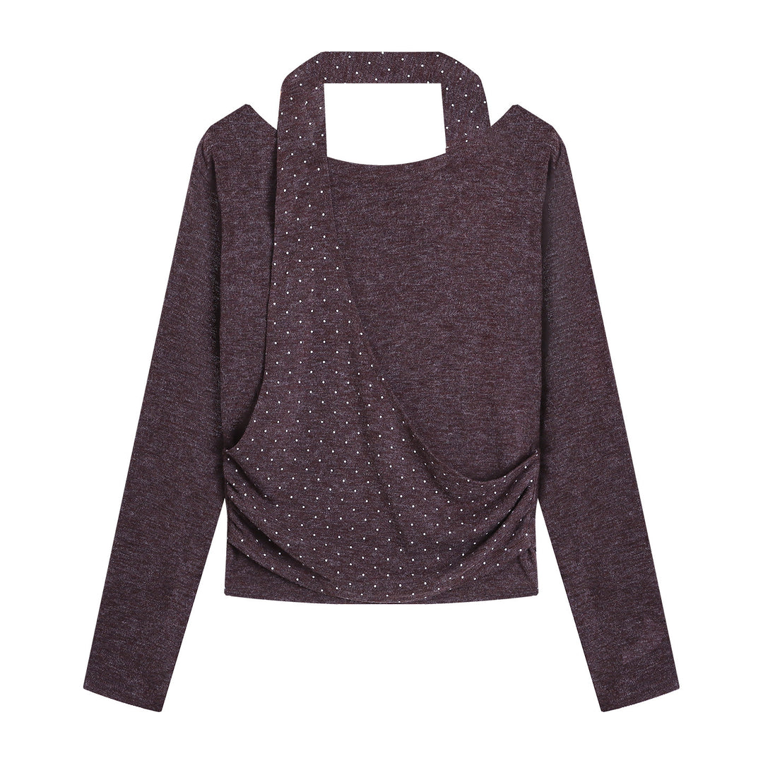 Ladies modern top with asymmetrical neckline and elegant strap Chic & Stil