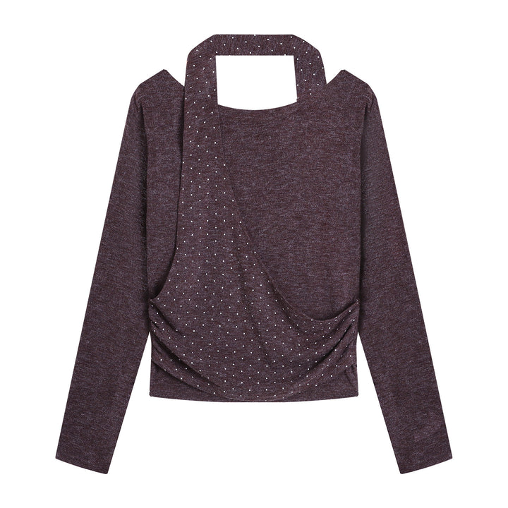 Ladies modern top with asymmetrical neckline and elegant strap Chic & Stil