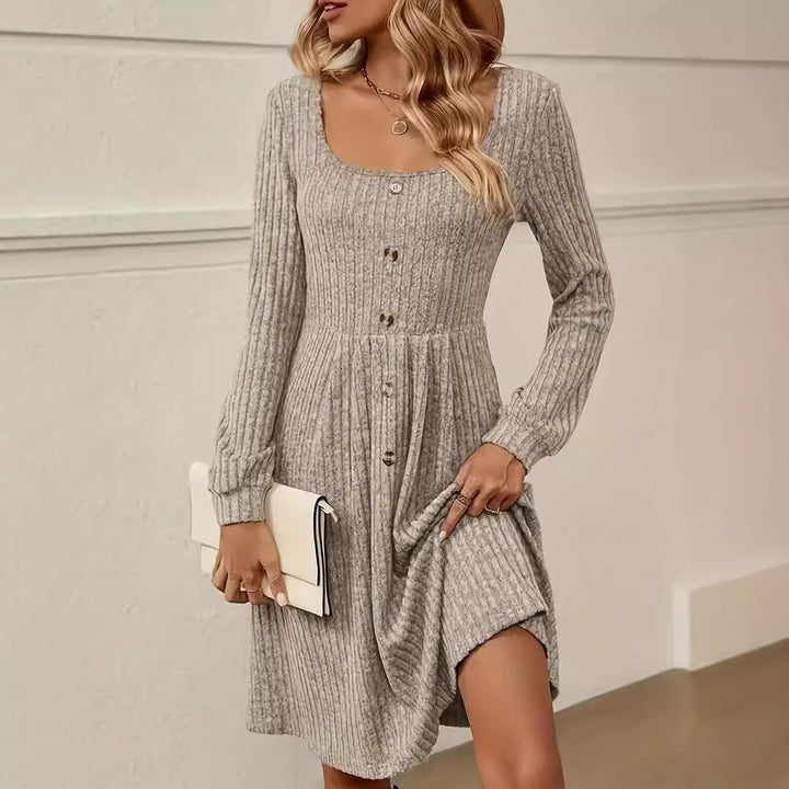 Knit dress for women with button placket Lune London
