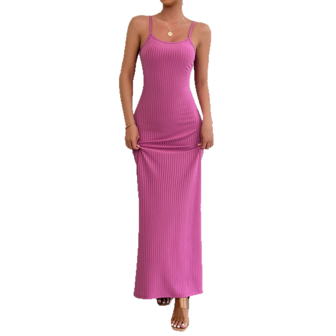 Fitted maxi dress for women with fine ribbed structure Chic & Stil