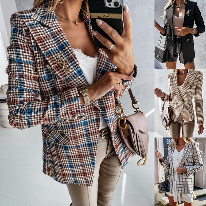 Veste pour femmes à motif à carreaux et détails élégants Chic & Stil