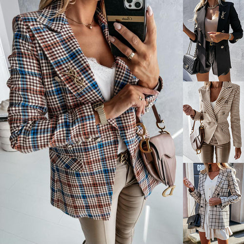 Veste pour femmes à motif à carreaux et détails élégants Chic & Stil
