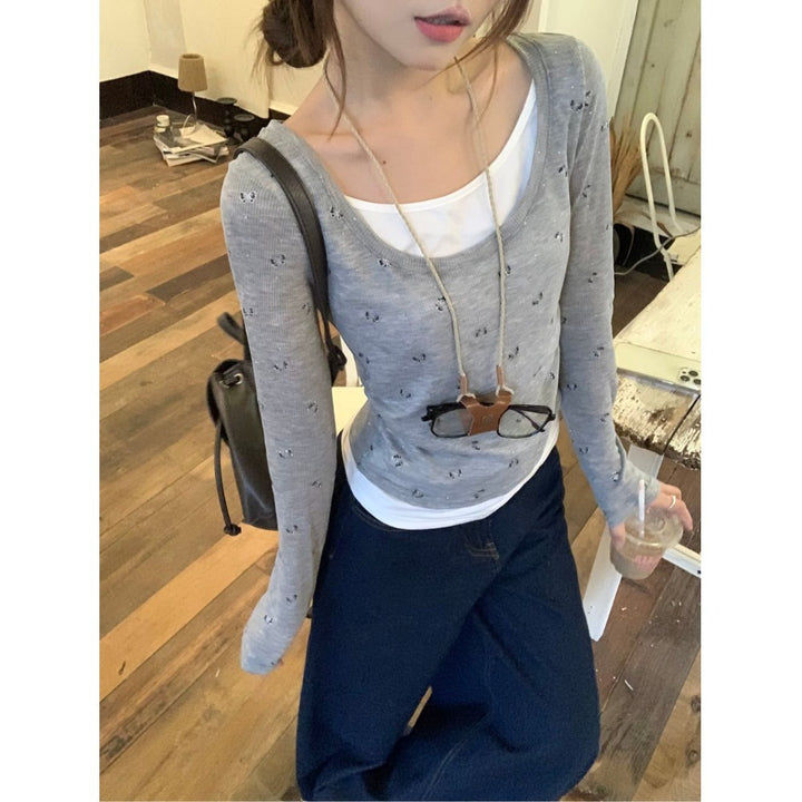 Women's Casual Long Sleeve Shirt with Fine Dots Chic & Stil