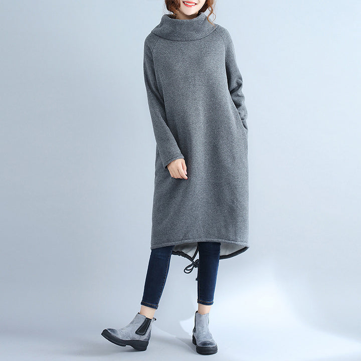 Casual oversized dress for women with high collar and drawstring Lune London
