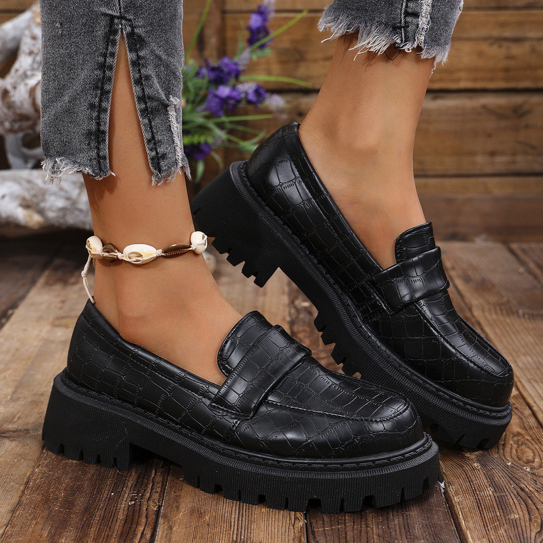Women's Loafers with Modern Croco Design and Robust Profile Lune London