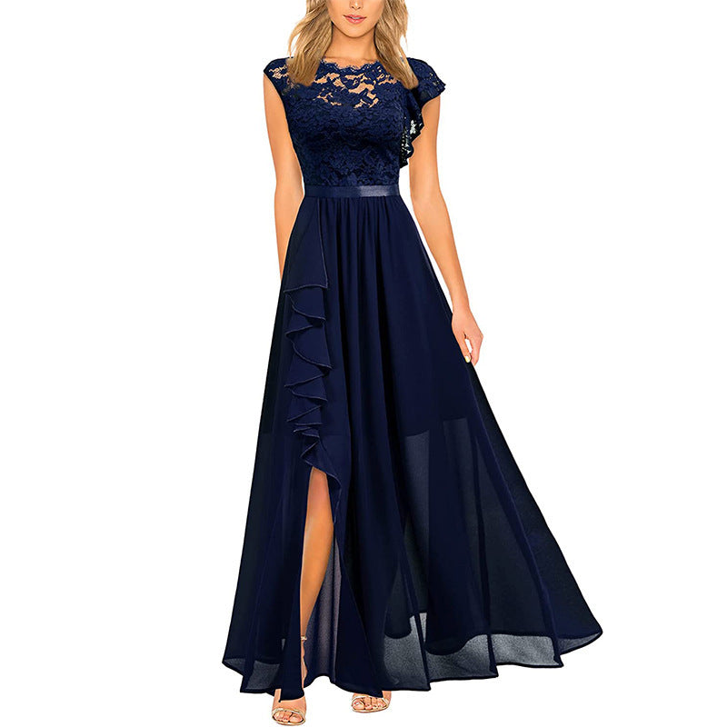 Ladies Elegant Evening Dress in Lace and Chiffon Lune London
