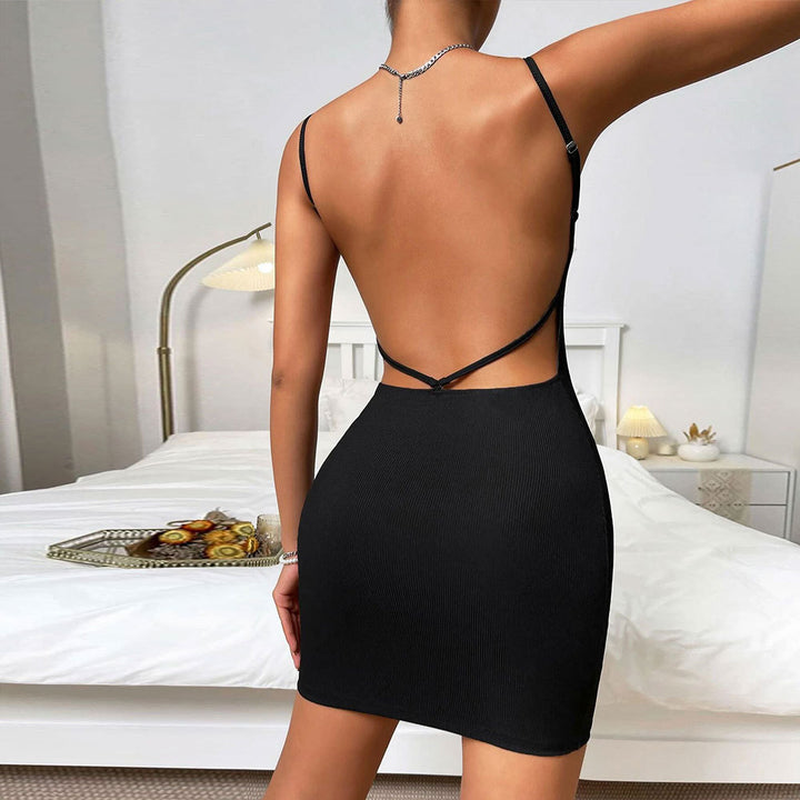 Robe côtelée ajustée pour femme avec des bretelles spaghetti étroites Chic & Stil