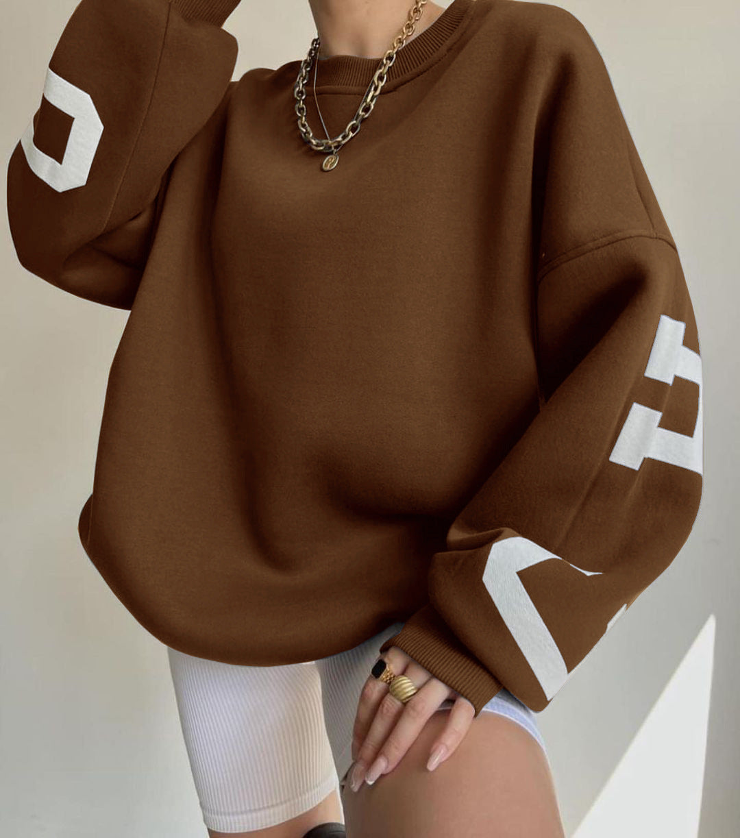Ladies Oversized Sweatshirt with Chic Logo and Striking Style
