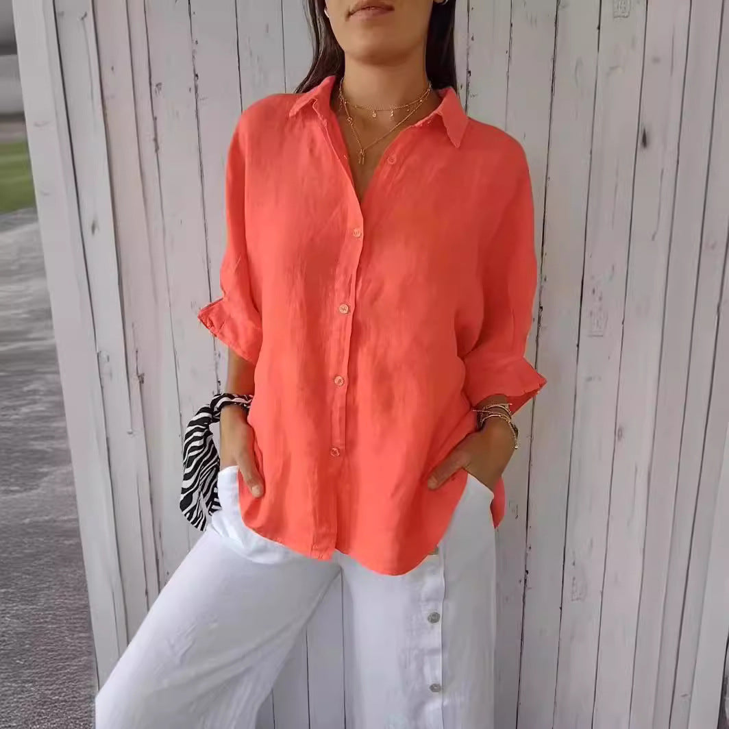 Women Light Linen Blouse with Loose Fit Lune London