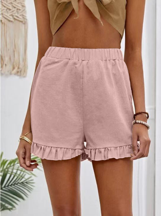 Women's shorts with gathered hem to slip on Lune London