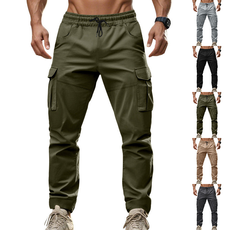 Men's cargo pants with functional side pockets and elastic waistband Lune London
