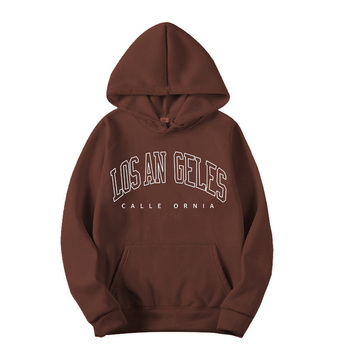 Women's hoodie with modern Los Angeles print and loose fit Lune London