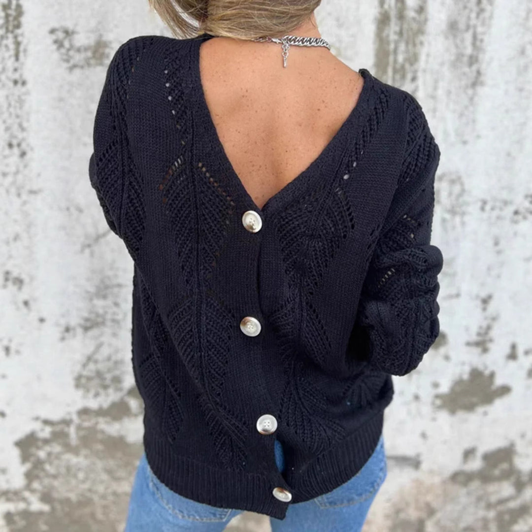 Veste en tricot pour femmes avec encolure en V et boutons décoratifs Lune London