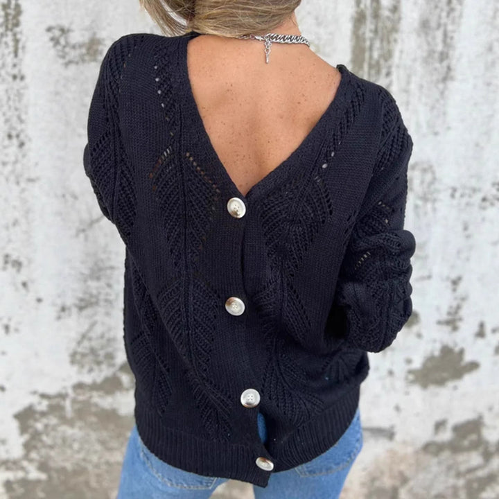 Veste en tricot pour femmes avec encolure en V et boutons décoratifs Lune London