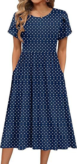 Midi dress for women with round neck and practical pockets Lune London