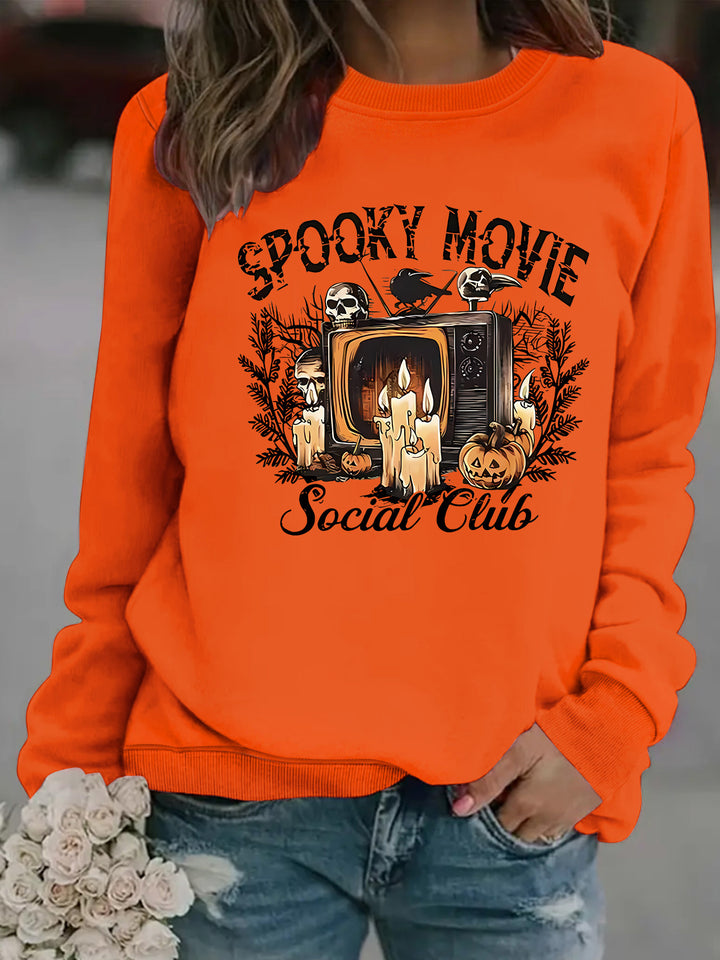 Sweat-shirt pour femmes avec motif de film d'horreur et coupe décontractée Chic & Stil