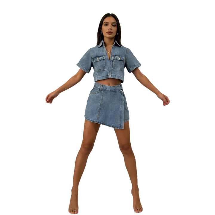 Women Crop Top and Mini Skirt Set in Casual Style Lune London