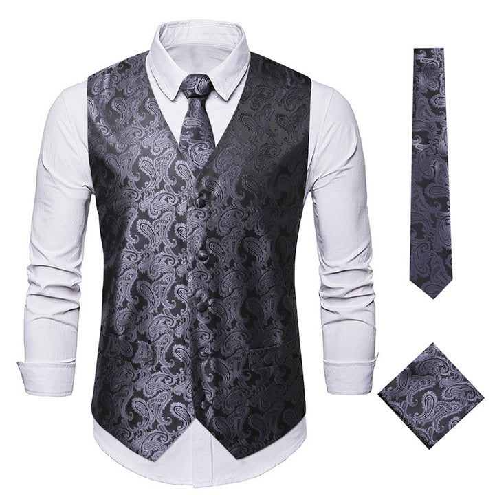 Elegant waistcoat for men with a stylish paisley pattern and matching accessories Lune London