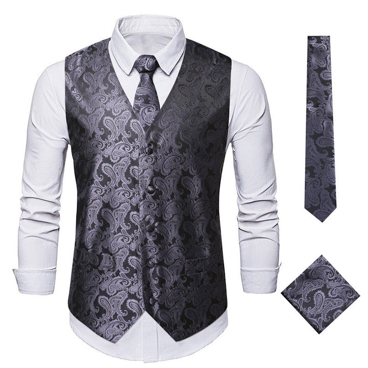 Men's Elegant Suit Vest with Stylish Paisley Pattern and Matching Accessories Lune London