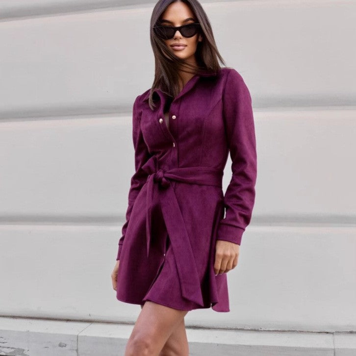 Elegant fitted shirt dress for women with belt Lune London