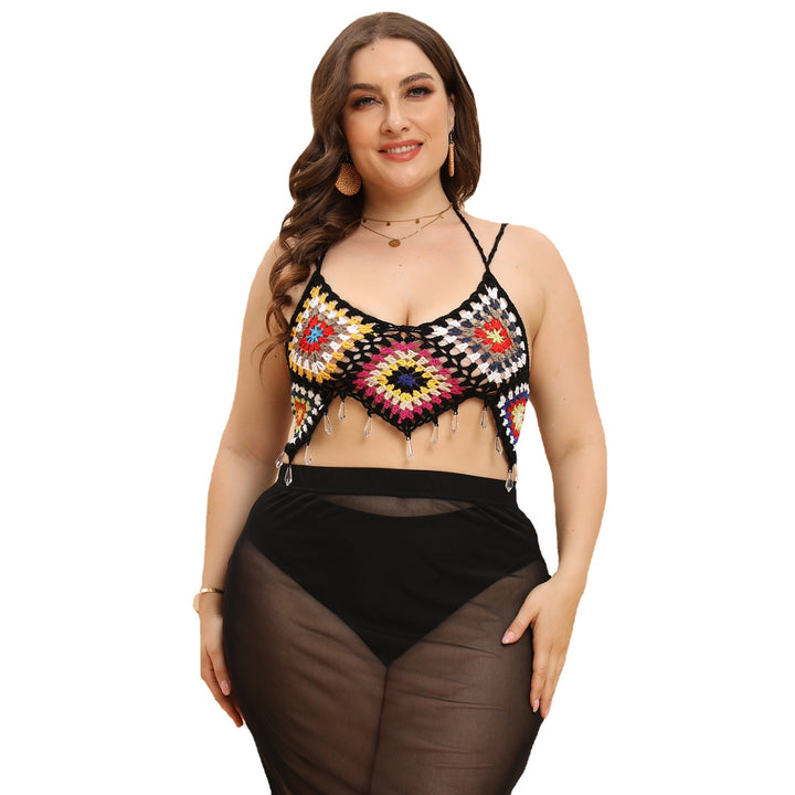 Crochet bralette for women with colorful bead accents Lune London