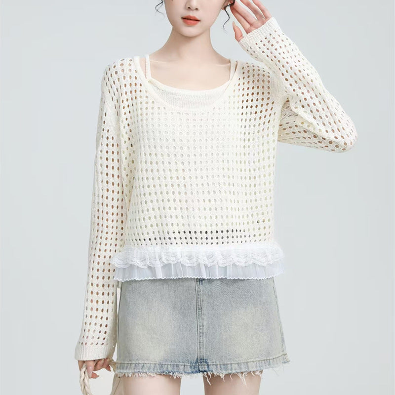 Woman light sweater with ruffle detail Lune London