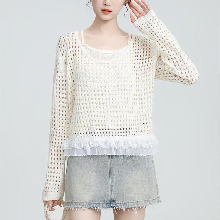 Woman light sweater with ruffle detail Lune London