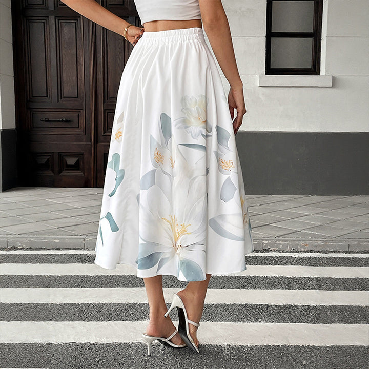 Lune London Women's A-line Midi Skirt with Floral Print