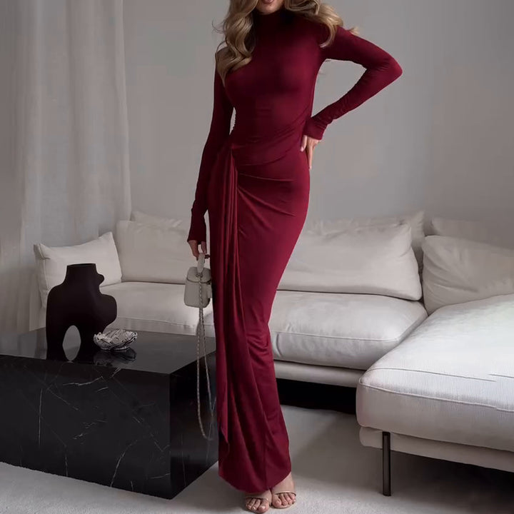 Ladies Elegant Maxi Dress with Pleats and High Slit Lune London