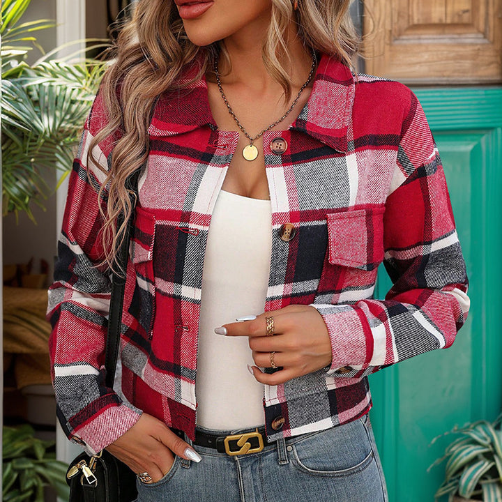 Casual checkered jacket for women cropped style Lune London