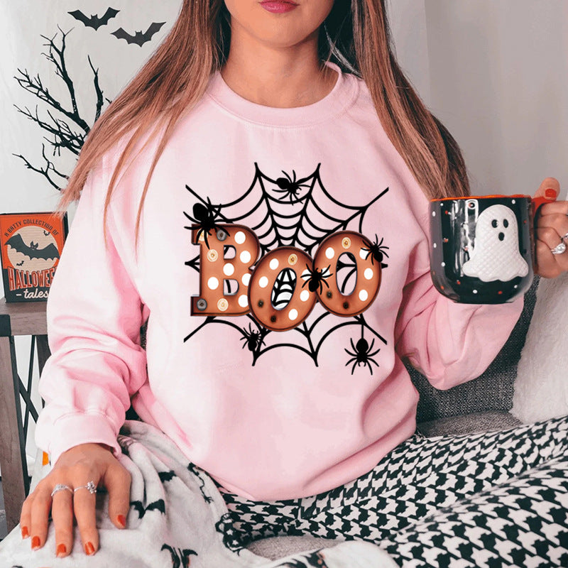 Sweat-shirt pour femmes avec un design créatif de toile d'araignée d'Halloween Chic & Stil