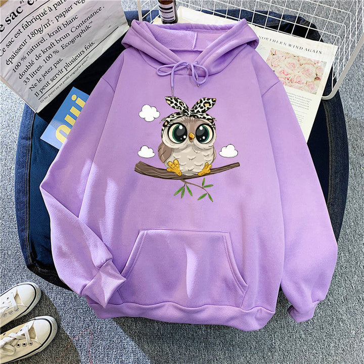Women's hooded sweatshirt with cute owl motif Chic & Stil