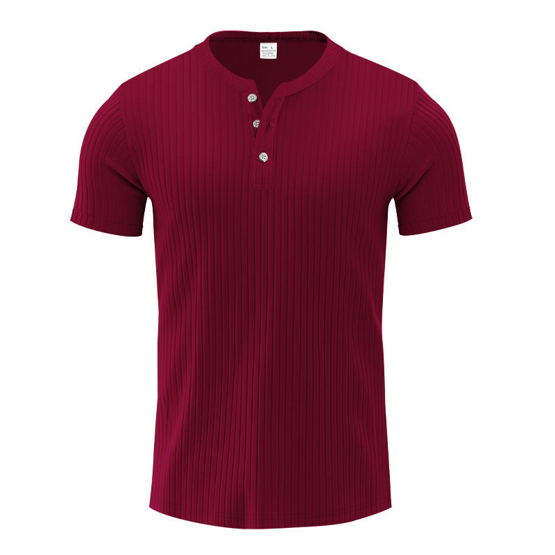 Trendy short sleeve Henley shirt for men with textured design Lune London