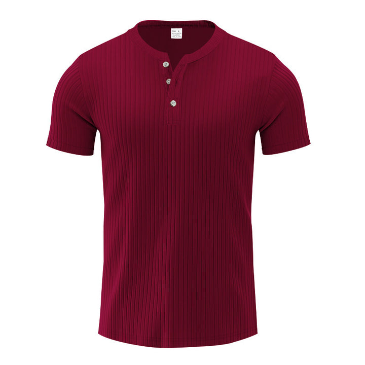 Trendy short sleeve Henley shirt for men with textured design Lune London