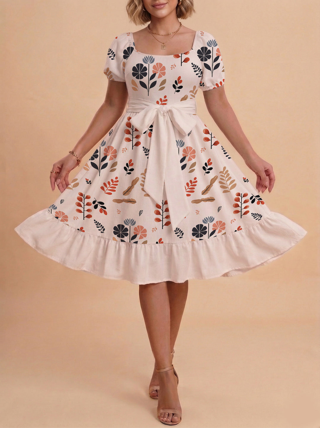 Women's dress with tailored fit and playful floral pattern Lune London