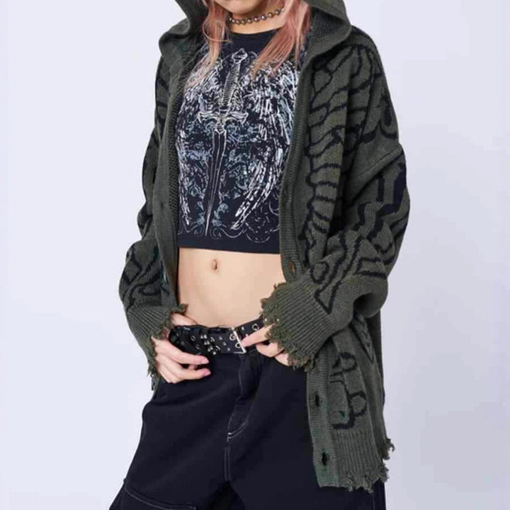 Ladies Large hoodie with striking graphic cape and unconventional cut Lune London