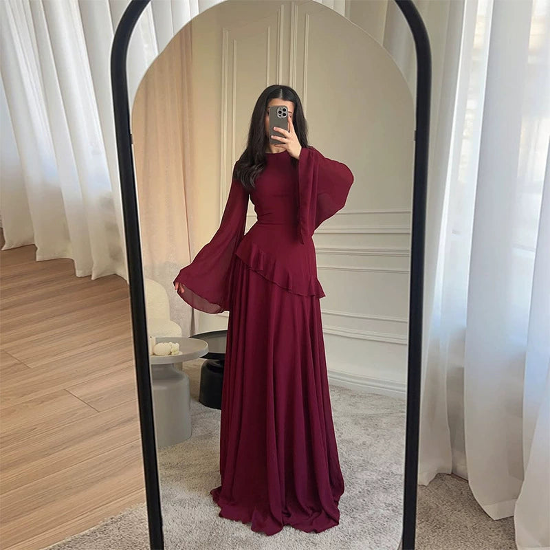 Women's Gala Maxi Dress Bell Sleeves Tiered Skirt