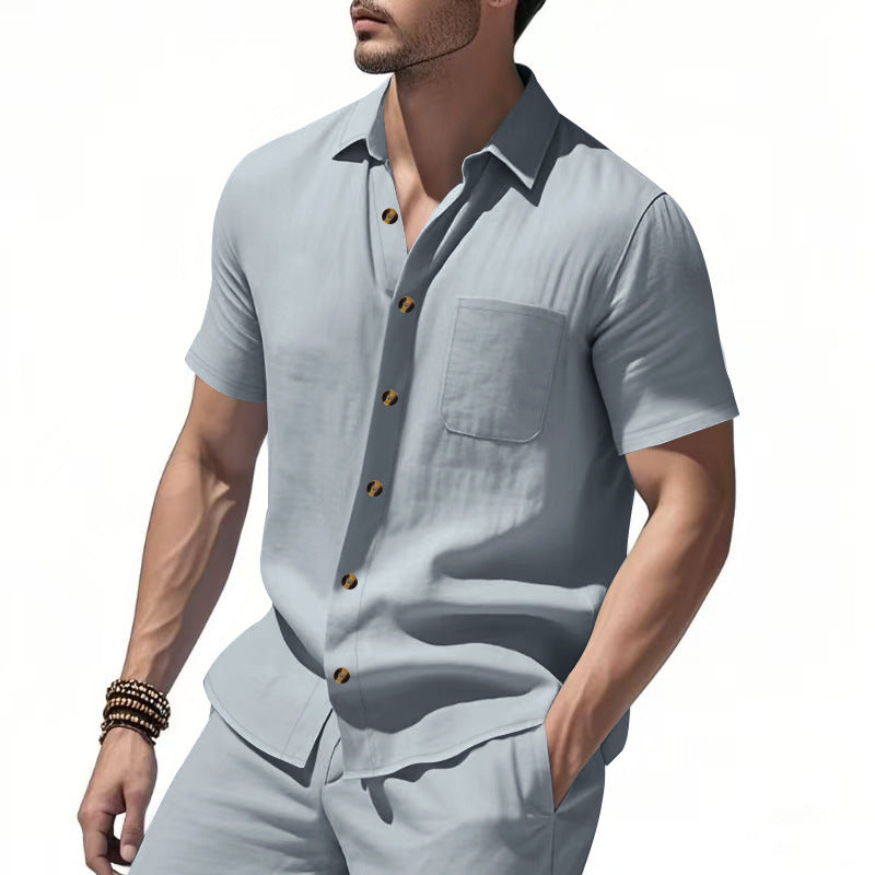 Short sleeve shirt for men with chest pocket and trendy button details Lune London