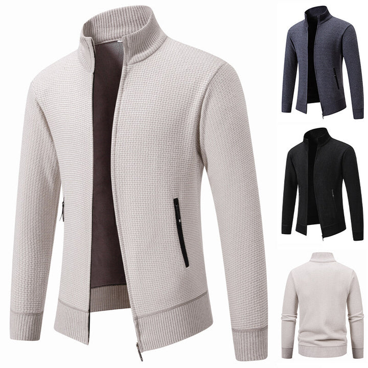 Men's knitted jacket with modern zipper and practical pockets Lune London