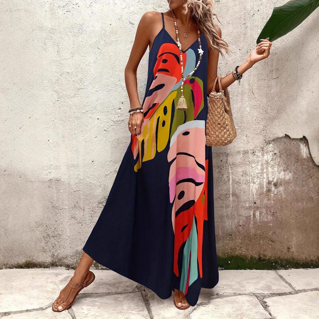 Maxi dress for women with creative leaf pattern Lune London