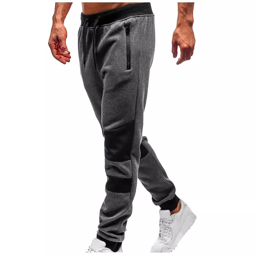 Men's sporty jogger pants with zipper and stylish contrasting panels Lune London
