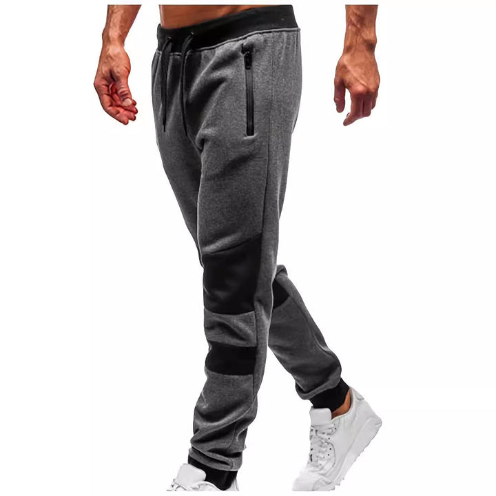 Men's sporty jogger pants with zipper and stylish contrasting panels Lune London