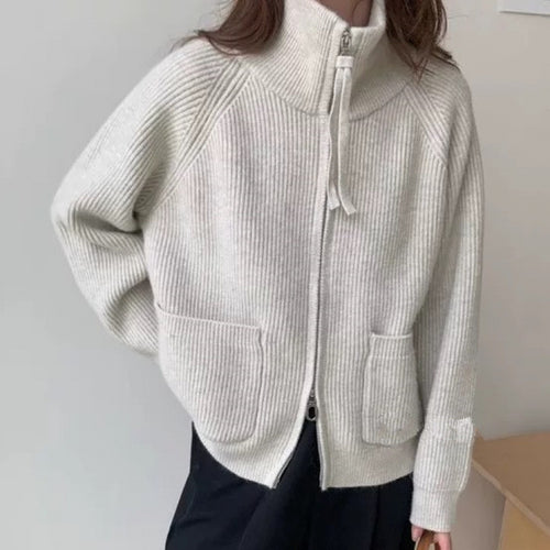 Cardigan femme avec col montant et poches pratiques Chic & Stil
